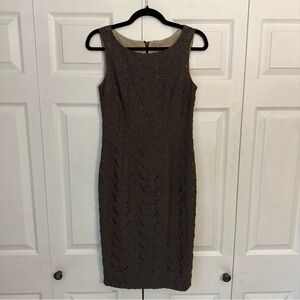 GIAMBATTISTA VALLI Paris Silk Grey Chic Sleeveless Lace Floral Midi Dress Small